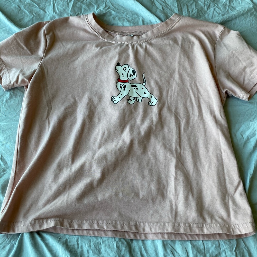 light pink shirt with Dalmatian